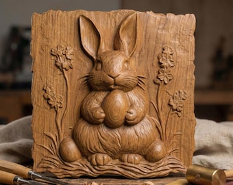Easter Bunny 3D Relief STL| Spring Wall Art, CNC Carving (Digital Download)