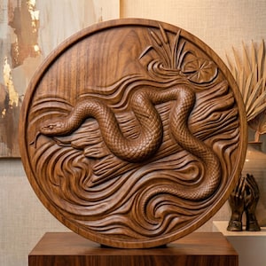 Modelo 3D STL de serpiente / Arte mural de naturaleza salvaje / Impresión CNC y 3D / Descarga digital