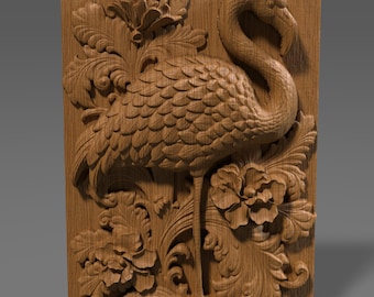 Flamingo 3D Relief: Tropical Bird CNC Carving (Digital Download)