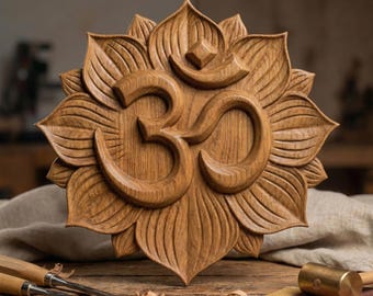 Om Symbol Lotus Reliefmodell | Spirituelle Meditation Wandkunst (Digitaler Download)