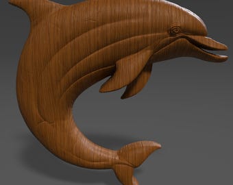 Delfin 3D-reliefmodell STL-fil: CNC-snideri, lasergravering (digital nedladdning)