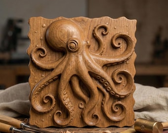 Krake 3D-Relief-STL-Datei: CNC-Schnitzen, Lasergravur (Digitale Dekordatei)