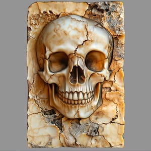 Skull Bas Relief STL File for CNC | 3D Skull Wall Panel | Laser Engraving Skeleton Design | Gothic Wood Carving Art | Digital Download