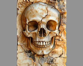 Skull Bas Relief STL File: Gothic CNC Wood Carving (Digital Download)Wall Art