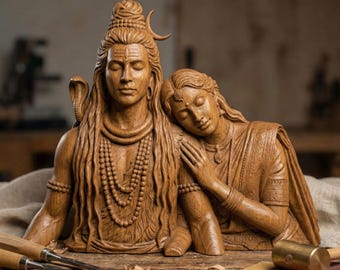 Shiva Parvati STL 3D Modell: Hindu Gott Bas Relief Wandkunst (Digitaler Download)