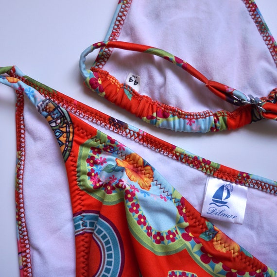 00s y2k Halter Triangle String Tie Bikini Set / V… - image 3