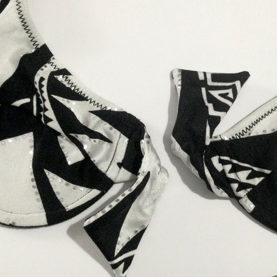 80s Abstract Black White High Cut Underwire Bikini Set / Vintage Deadstock  Printed Two Piece Swimsuit SMALL MEDIUM XL