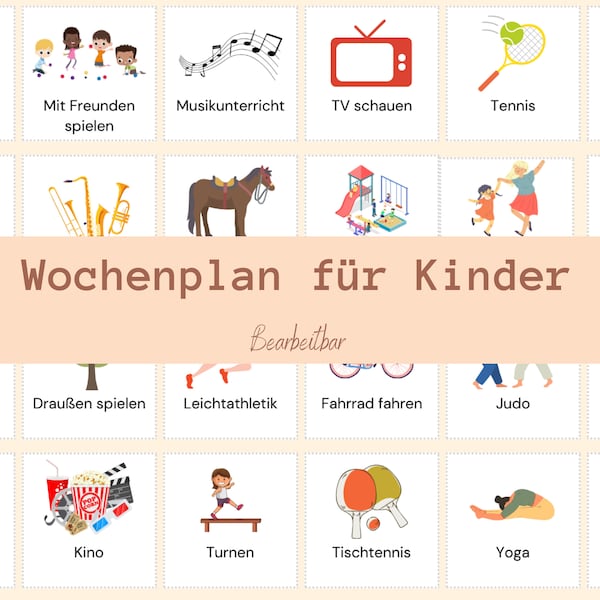 Wochenplan für Kinder, Wochenplan, Tagesplan, Routinekarten zum Ausdrucken, Aufgabenplan, Routinekarten Kinder, Wochenplaner, Montessori