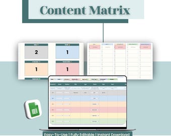 Content Matrix Workflow System | Copywriting Planner | Social Media Organizer (Excel/Sheets)