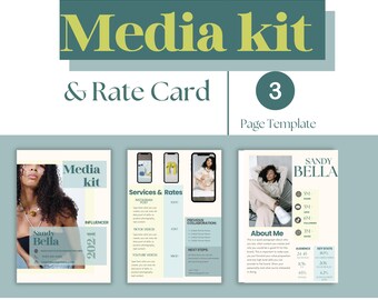 Influencer Media Kit Template |Minimalistic Design| Rate Card, Brand Deals (Digital Download)