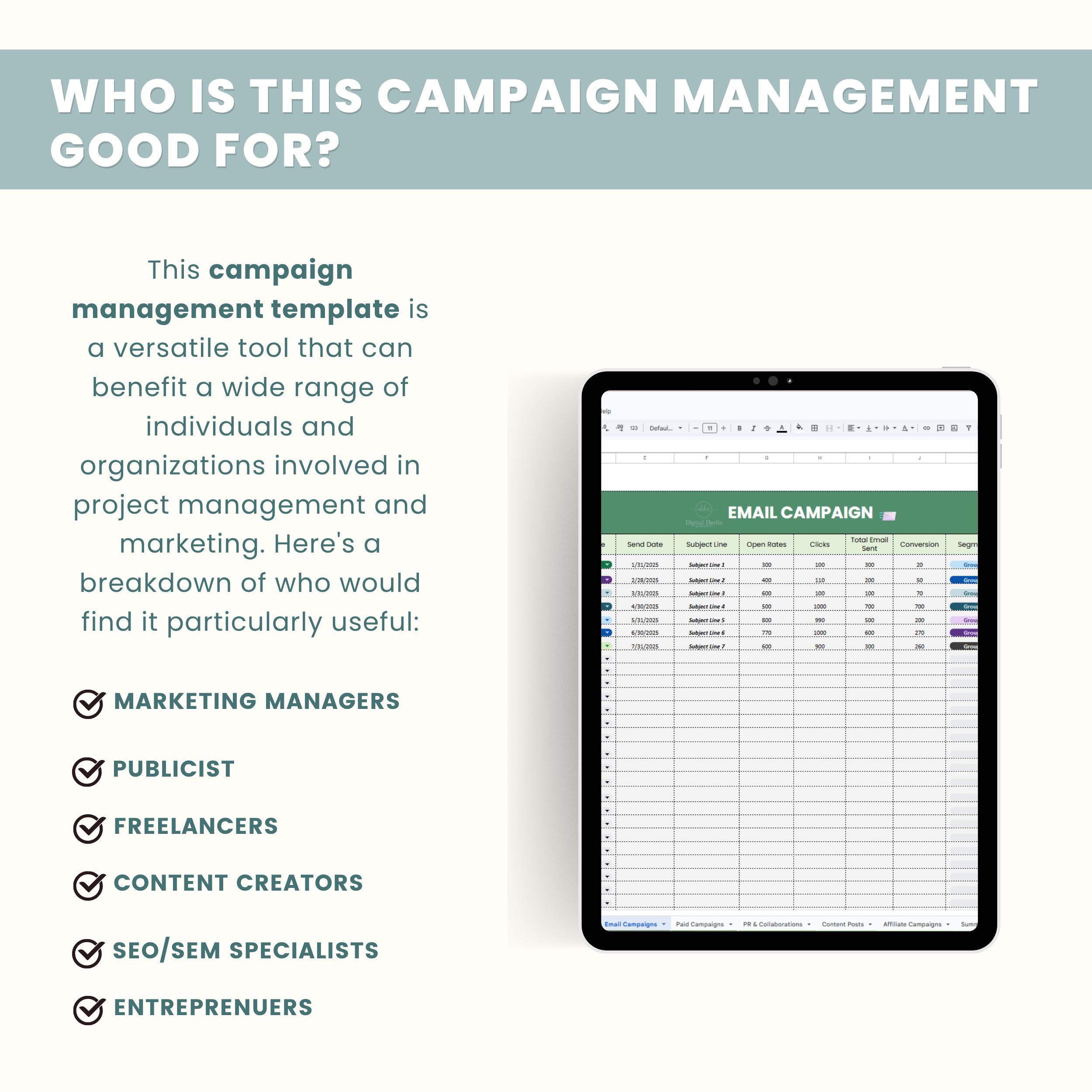 Marketing Campaign Management System: Excel & Google Sheets Template ...