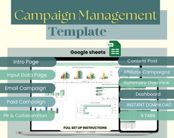 Marketing Campaign Management System: Excel & Google Sheets Template (Digital Download)