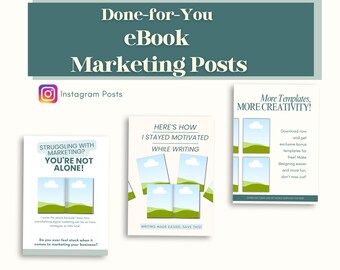 eBook Marketing Instagram Posts: 31 Canva Templates (Digital Download)