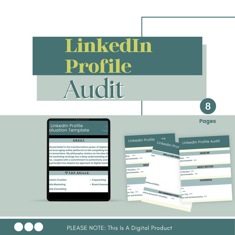 Linkedin Profile Audit Template: Editable Canva Design (digital ...