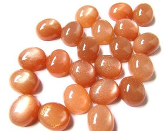 Peach Moonstone Oval Cabochon: Natural Loose Gemstone