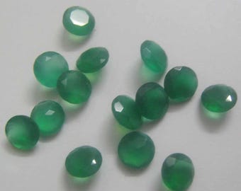 Lot De Perles D'Onyx Vert Naturel En Vrac - 5mm Facettes Rondes - Excellente Taille - Inde