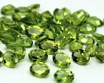 Natural Peridot Oval Faceted Cut 5x7mm to 6x8mm Calibrated Loose Gemstone