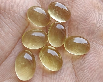 Natural Lemon Quartz Oval Cabochon Calibrated Loose Gemstone 6x8,7x9,8x10,9x11,10x12,10x14,12x16,13x18,15x20,16x22,18x25,20x25mm