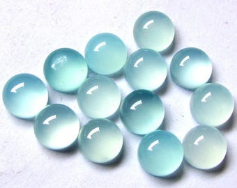 Natural Aqua Chalcedony Round Cabochon Calibrated Loose Gemstone 5,6,7,8,9,10,11,12,13,14,15,16,17,18,19,20,21,22,23,24,25mm