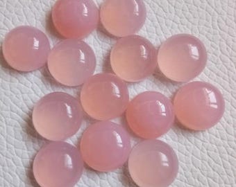 Cabochon rond calcédoine rose naturelle, pierres précieuses en vrac calibrées 5,6,7,8,9,10,11,12,13,14,15,16,17,18,19,20,21,22,23,24,25 mm