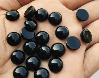 Natural Black Onyx 25pcs 10mm Round Cabochon Loose Gemstone