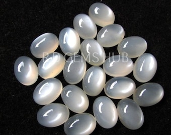 Natürlicher weißer Mondstein Oval Cabochon 3x5mm bis 12x16mm Edelstein