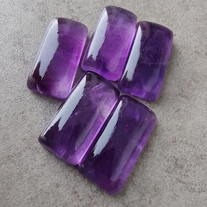 Cabujón rectangular largo de amatista púrpura natural de 6 x 12 mm a 8 x 16 mm (piedra preciosa suelta).