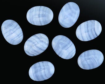 Natural Blue Lace Agate Oval Cabochon Calibrated Loose Gemstone 6x8,7x9,8x10,9x11,10x12,10x14,12x16mm