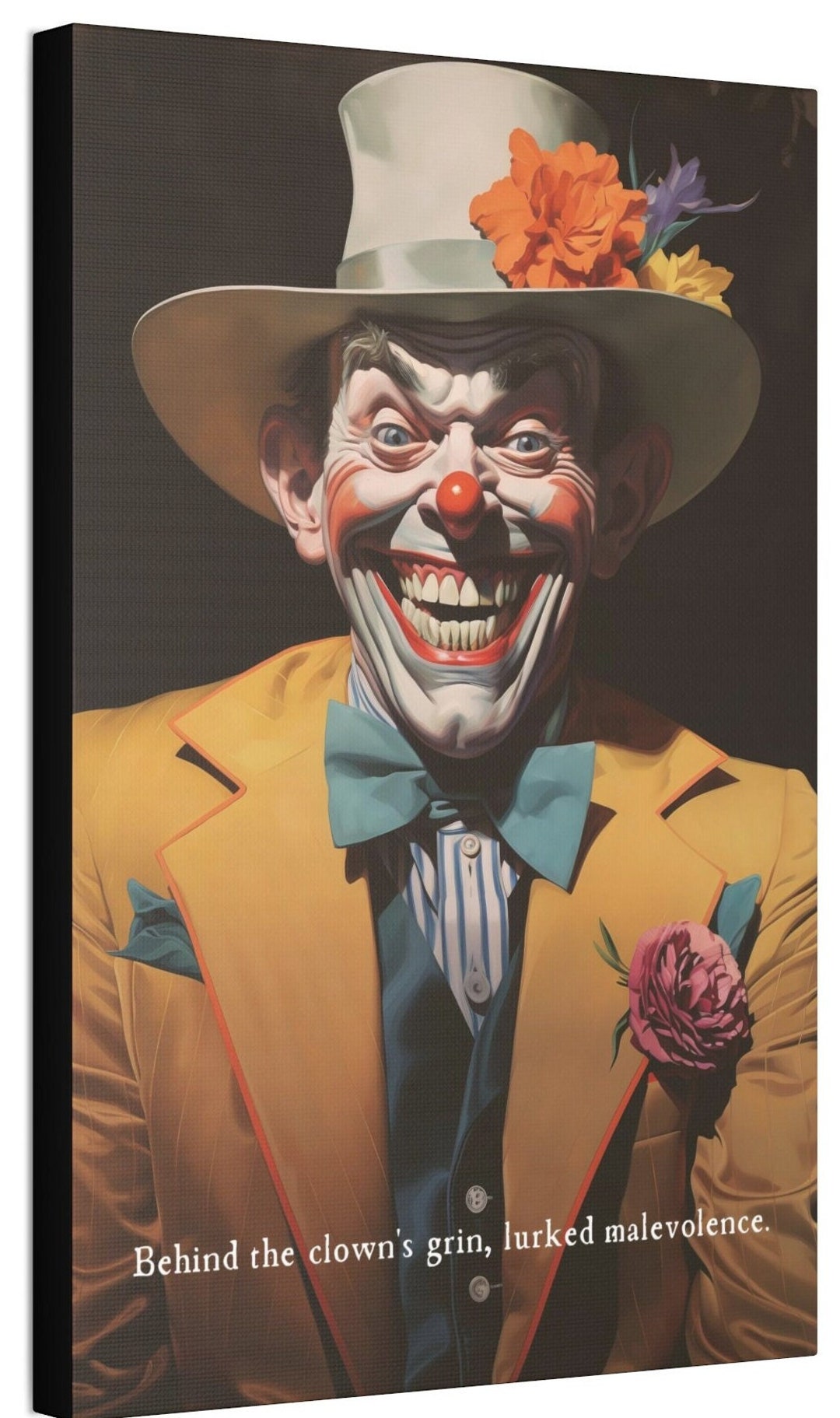 Horror Canvas Wall Art the Sinister Grin: Vibrant Clown Artwork With ...