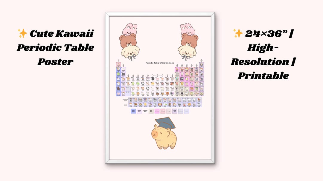Periodic Table Printable Poster for Kids + Puzzle Set Digital Download ...