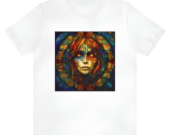 Unisex Jersey Kurzarm T-Shirt - Stained Glass Lady