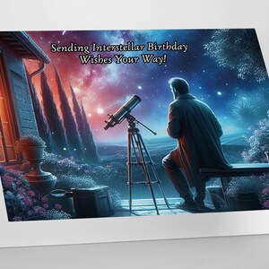 Carte d'anniversaire sur le thème de l'astronomie céleste - A5 brillant avec texte intérieur