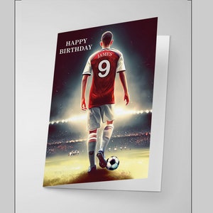 Carte d'anniversaire personnalisée de footballeur/joueur de football Arsenal - Changez le nom et l'âge