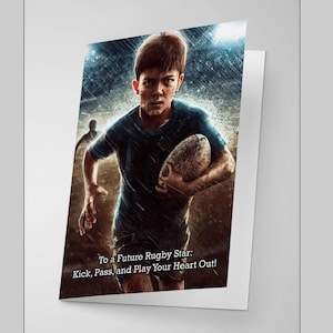 Carte de voeux d'anniversaire de rugby pour garçons et filles