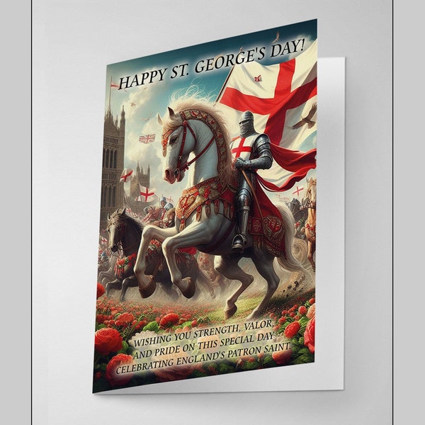 St. George's Day Greeting Card - A5 Size, Gloss Finish, With Envelope