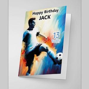 Carte d'anniversaire personnalisée pour footballeur/joueur de football - Changez le nom et l'âge