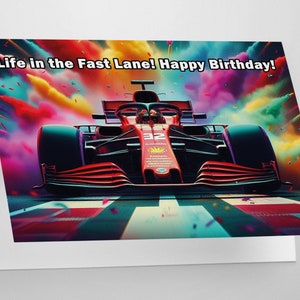 Formel 1 Geburtstagskarte - High-SPEED-Racing Thema - A5 Gloss Karte mit Umschlag