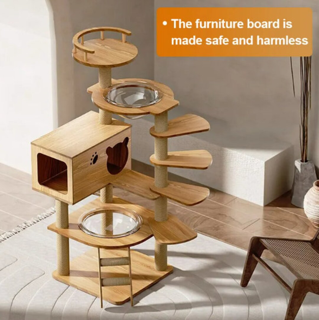Cat Tree Condo and Cave for Cats, Cat Tower With Scratching Board ...