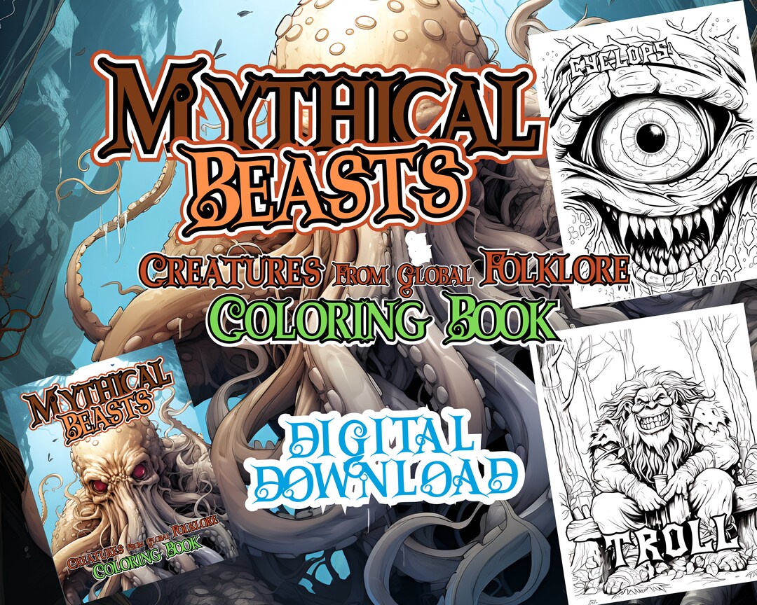 Mythical Beasts Coloring Pages Digital Download 30 Pages - Etsy