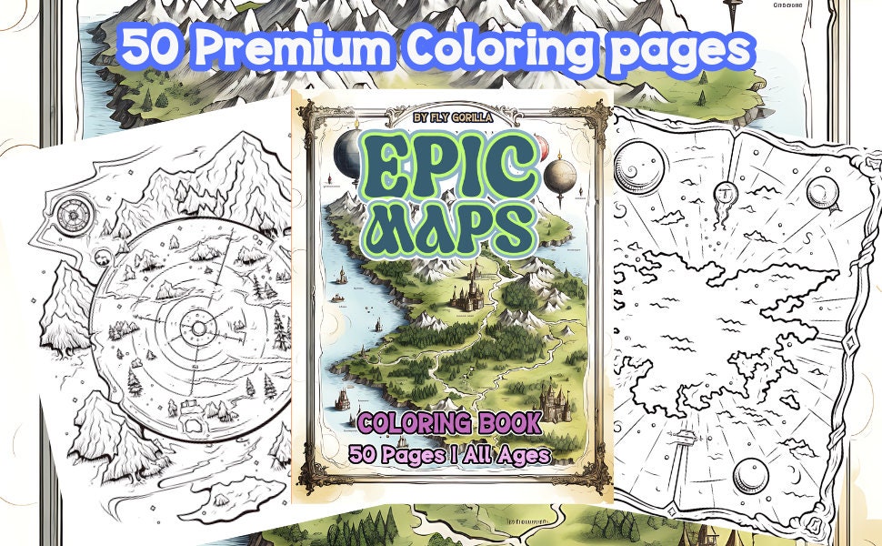 Epic Maps Coloring Pages Digital Download 50 Pages - Etsy
