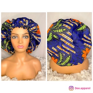African print satin lined bonnet | Reversible bonnet