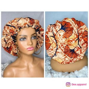 Afrikanischer Druck Satin Haarhaube | Wendehaube