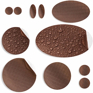 Repair Patches for Puffer Jackets (BROWN, 11 Pieces) Self-Adhesive, Waterproof, Tear-Resistant, Fix Holes in Tents, Shoes, Down Clothing