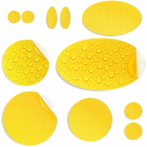 Patchs de réparation pour doudounes (JAUNE, 11 pièces) auto-adhésifs, imperméables, résistants aux déchirures, trous de fixation dans les tentes, chaussures, vêtements en duvet