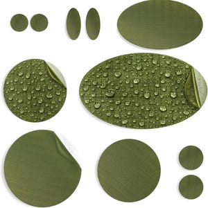 Repair Patches for Down Jackets, Puffer Coats, Waterproof, Self-Adhesive, Pre-Cut, Tear-Cold-Heat-Resistant, Polyester (OLIVE GREEN, 11 Pcs)