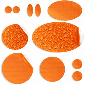 Down Jacket Repair Patches (ORANGE, 11 Pieces) Pre-Cut, Self-Adhesive, Waterproof, Tear-Resistant, Fix Holes in Tents, Puffers, Shoes