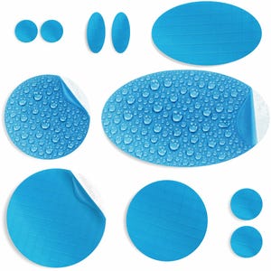 Repair Patches for Puffer Jackets (TURQUOISE, 11 Pieces) Self-Adhesive, Waterproof, Tear-Resistant, Fix Holes in Tents, Shoes, Down Clothing