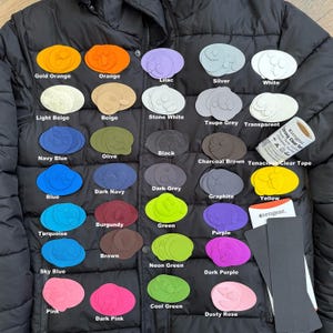 Jacket Repair Patch Kit - 11 Pre-Cut Waterproof Self-Adhesive Patches in 30+ Colours for Puffers, Down Coats, Tents, Sleeping Bags