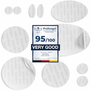 Repair Patches for Down Jackets, Puffer Coats, Waterproof, Self-Adhesive, Pre-Cut, Tear-Cold-Heat-Resistant, Polyester (CLEAR, 11 Pcs)