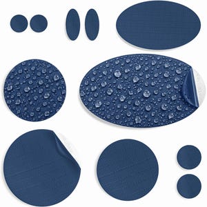 Puffer Jacket Repair Patches (DARK NAVY, 11 Pieces) Pre-Cut, Self-Adhesive, Waterproof, Tear-Resistant, Fix Holes in Tents, Puffers, Shoes
